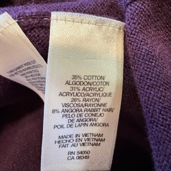 Evan Picone Deep Berry Angora Blend Sweater Dress | Cowl Collar & Elbow Sleeves - Picture 5 of 5